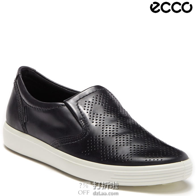 ECCO 爱步 Soft 7 柔酷7号 菱格纹打孔版 一脚套女式休闲鞋 35码4.2折$62.67 海淘转运到手约￥512 中亚Prime会员免运费直邮到手约￥476