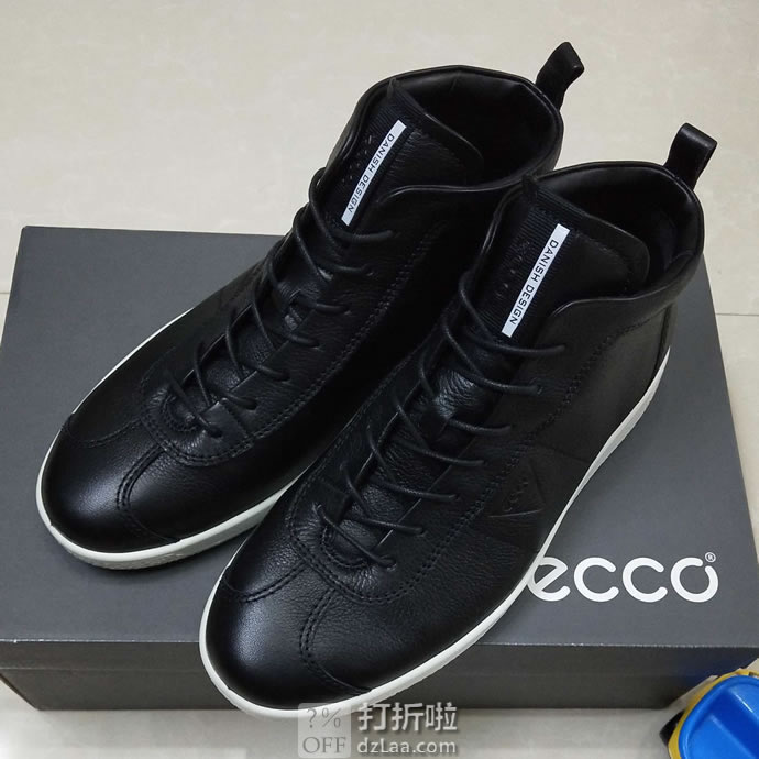 限尺码 ECCO 爱步 SOFT 1 柔酷1号 男式高帮板鞋 ￥525 中亚Prime会员免运费直邮到手约￥582