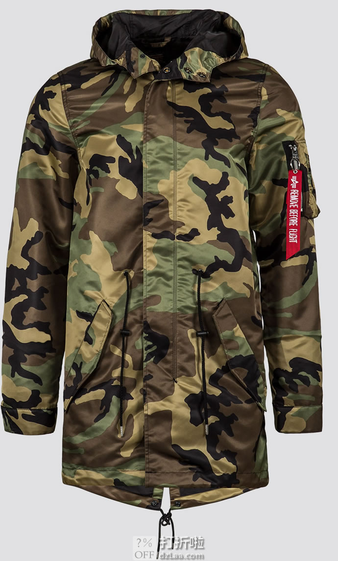 Alpha Industries 阿尔法工业 连帽鱼尾男式派克大衣 L码 4.2折.52 海淘转运到手约￥579 中亚Prime会员免运费直邮到手约￥631