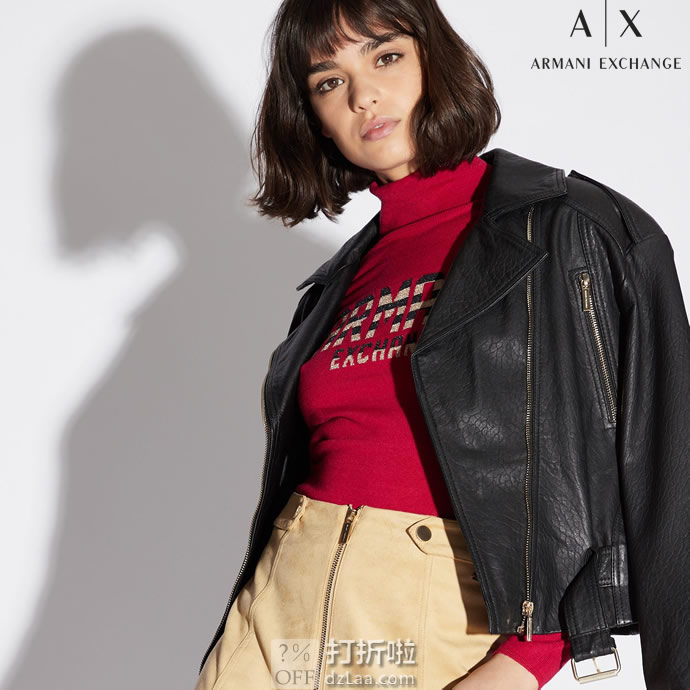 A|X Armani Exchange 阿玛尼 羊毛混纺 女式高领毛衣 L码3.5折$42.14 两色可选 海淘转运到手约￥341