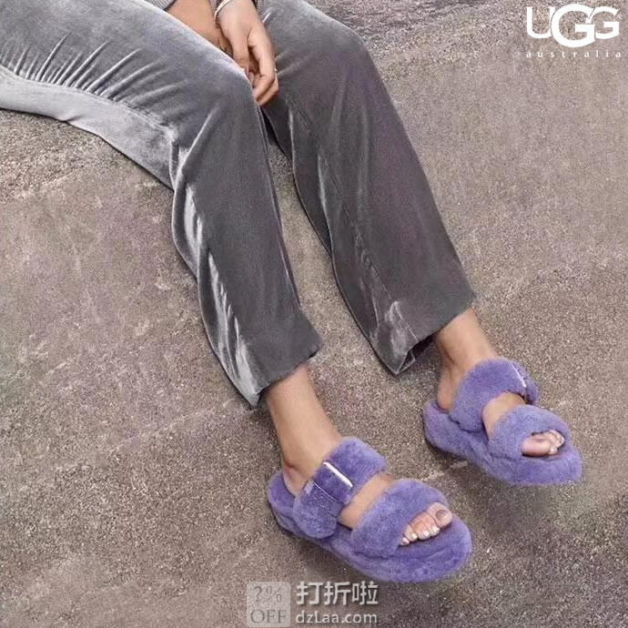 UGG Fuzz Yeah 毛茸可调节搭扣 女式凉拖鞋 36码6.1折.42 海淘转运到手约￥354 天猫￥760