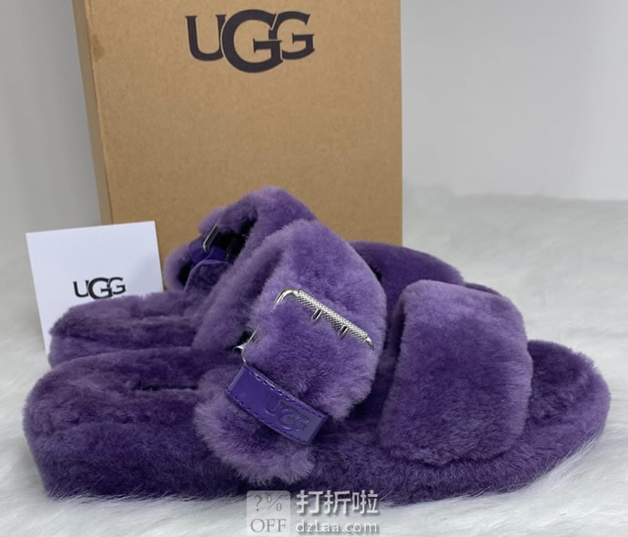 UGG Fuzz Yeah 毛茸可调节搭扣 女式凉拖鞋 36码6.1折.42 海淘转运到手约￥354 天猫￥760