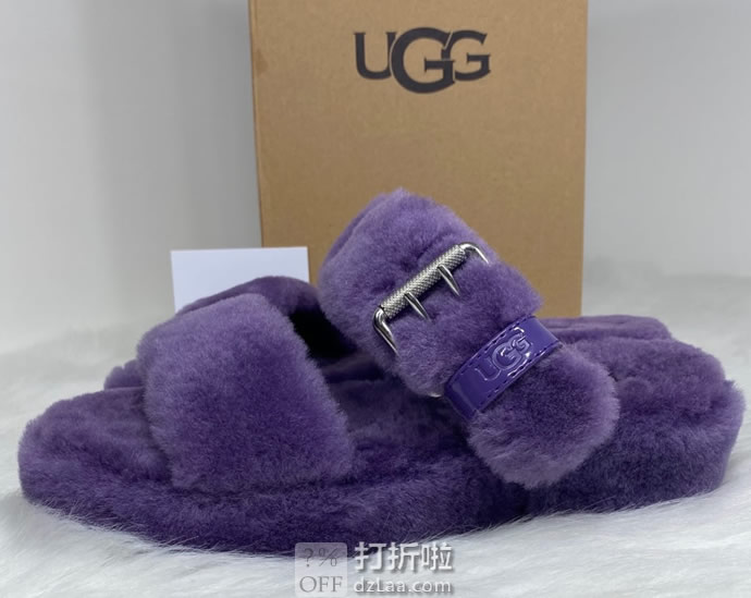 UGG Fuzz Yeah 毛茸可调节搭扣 女式凉拖鞋 36码6.1折.42 海淘转运到手约￥354 天猫￥760